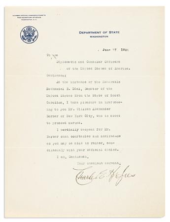 (SUPREME COURT.) HUGHES, CHARLES E. Two items: Photograph Signed and Inscribed * Typed Letter Signed.